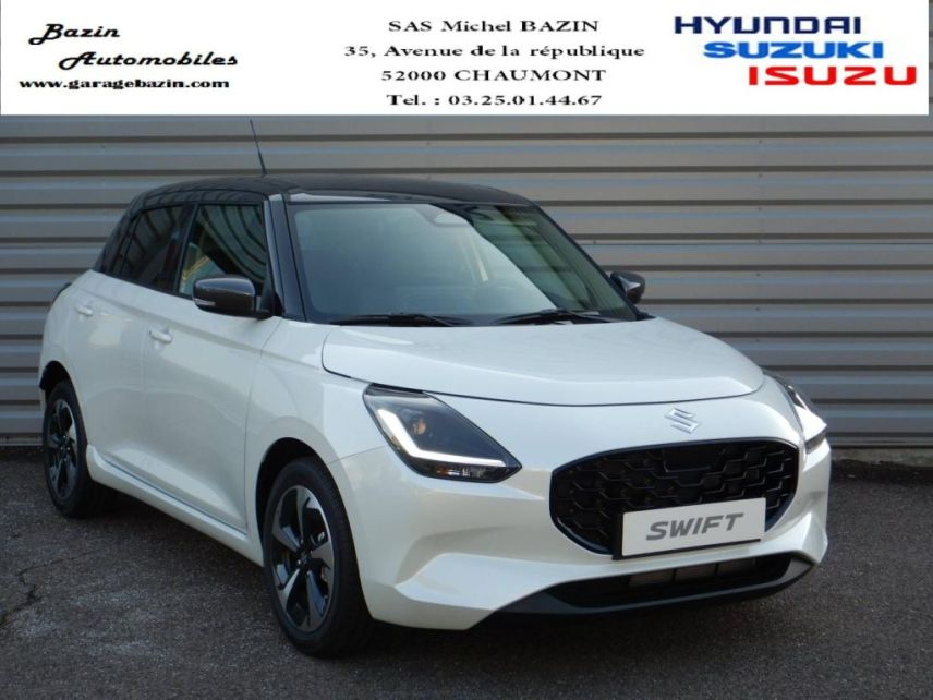 52000 : Hyundai Chaumont - Garage Michel Bazin - SUZUKI Swift - Swift - Pure White Pearl Metal/Toit Min Gray - Traction - Essence/Micro-Hybride